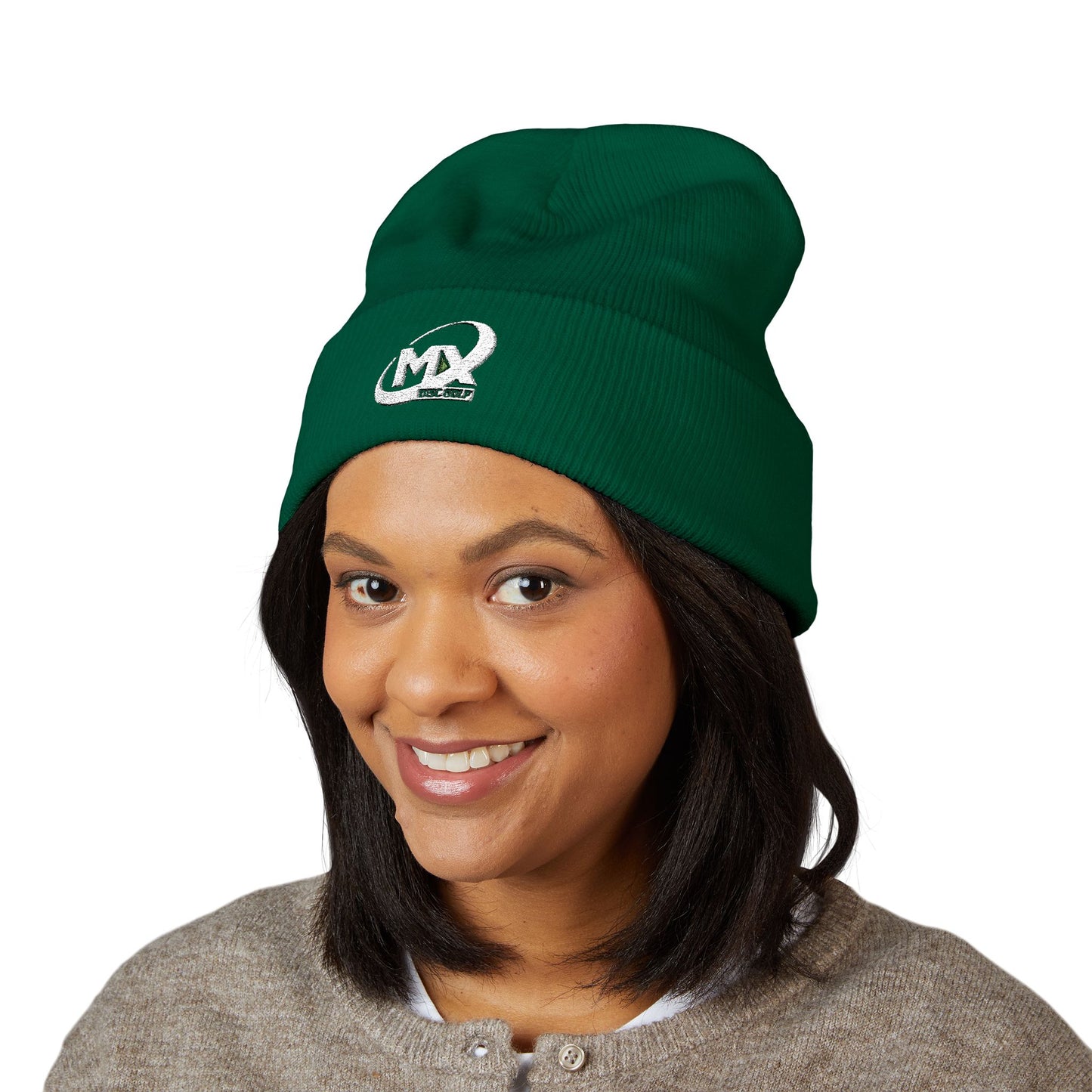 Embroidered Beanie Hat - MX disc golf white logo
