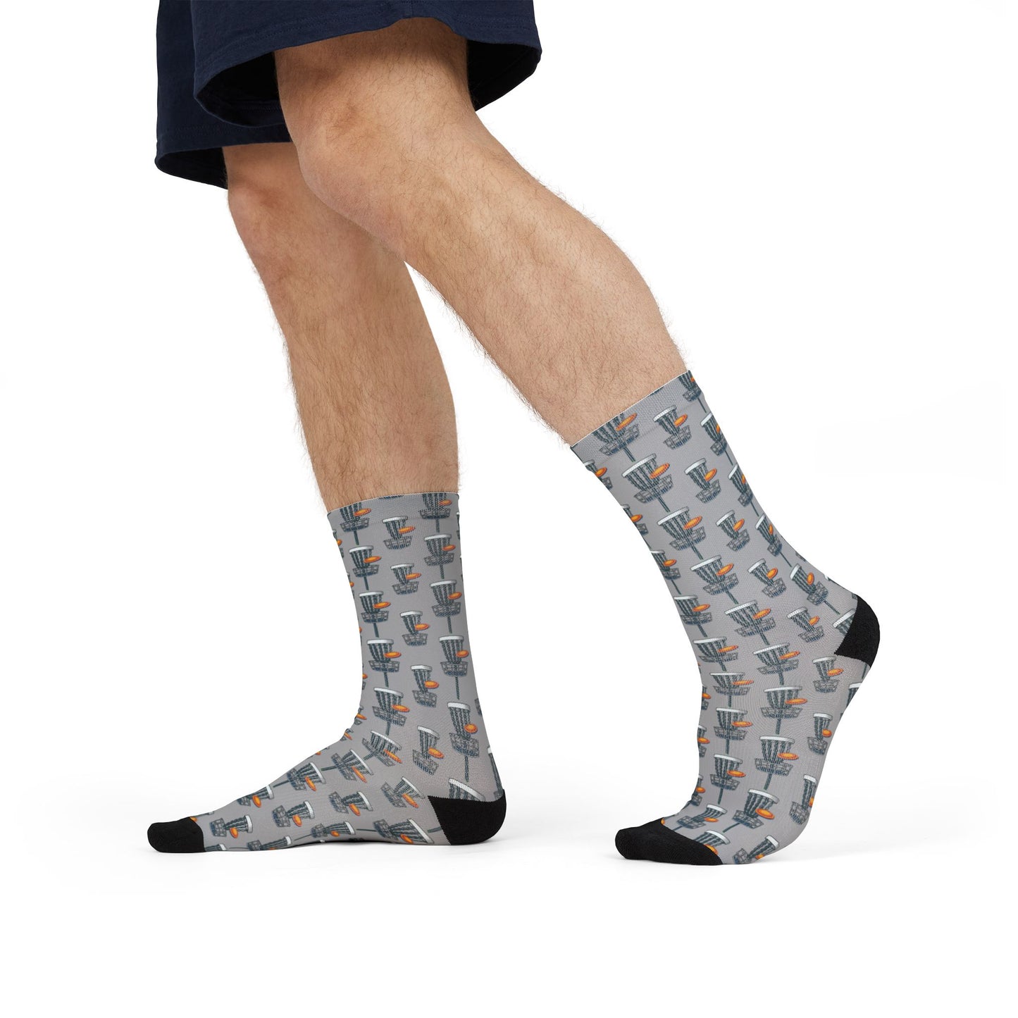 Grey Socks - Disc Golf Basket Design Sublimation