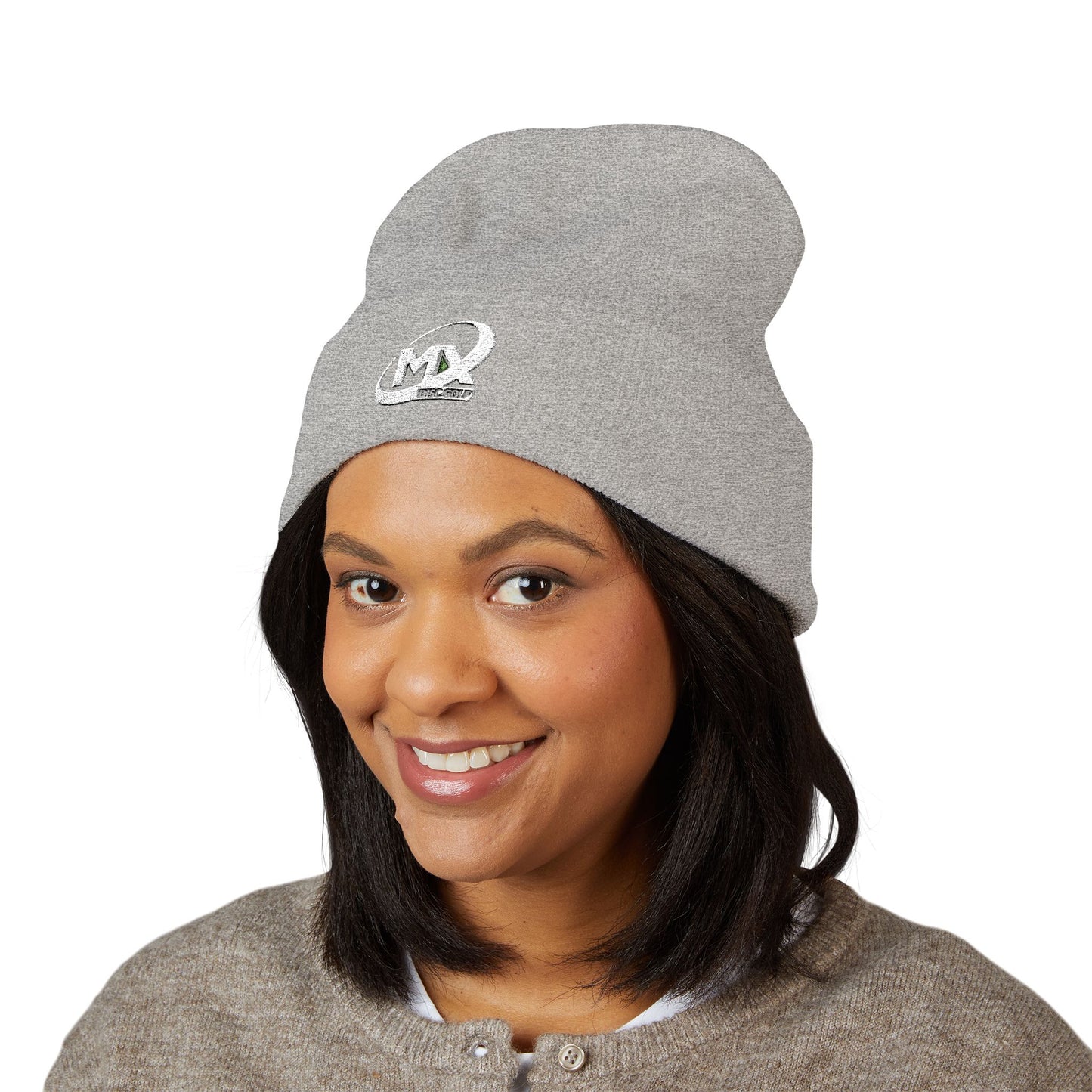 Embroidered Beanie Hat - MX disc golf white logo
