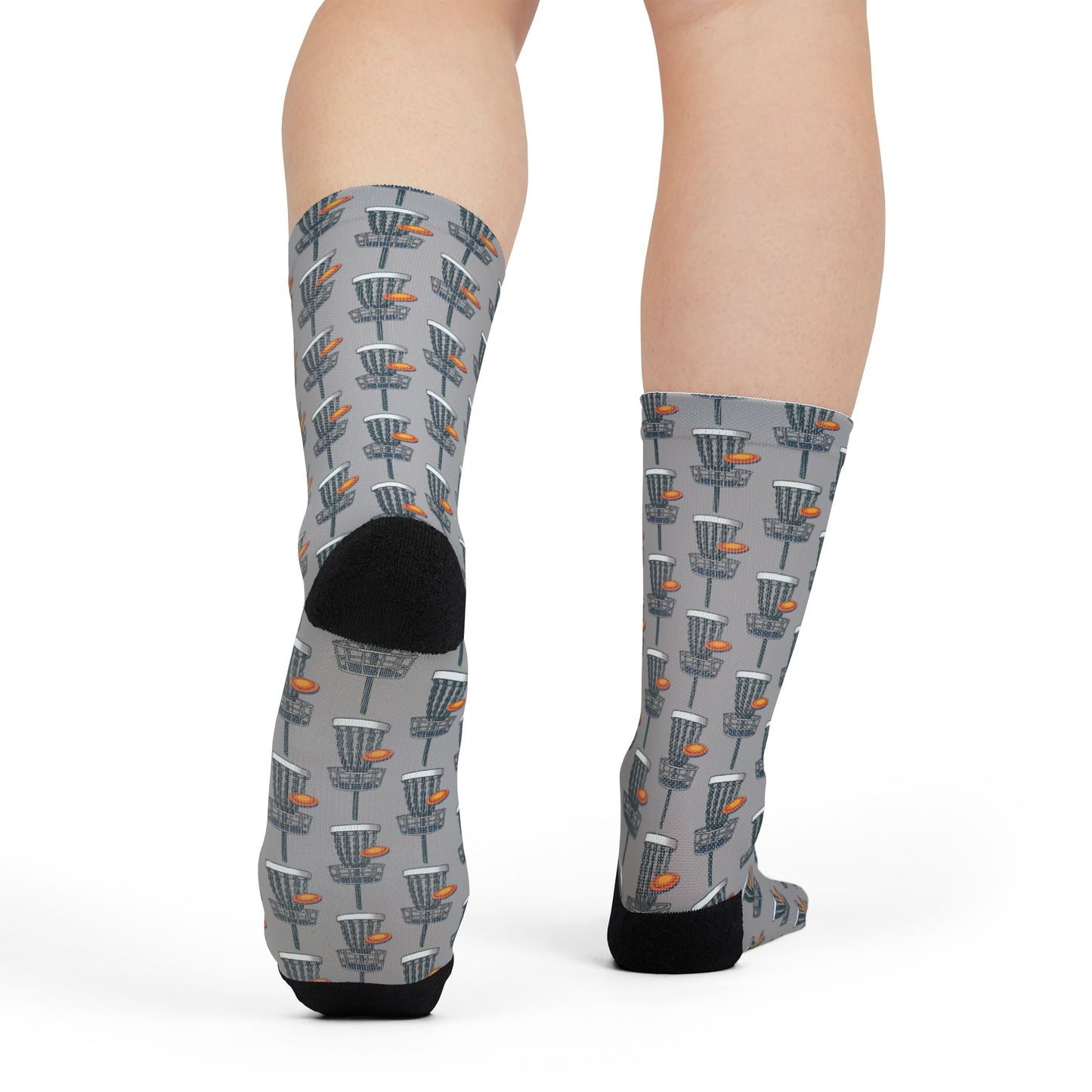 Grey Socks - Disc Golf Basket Design Sublimation