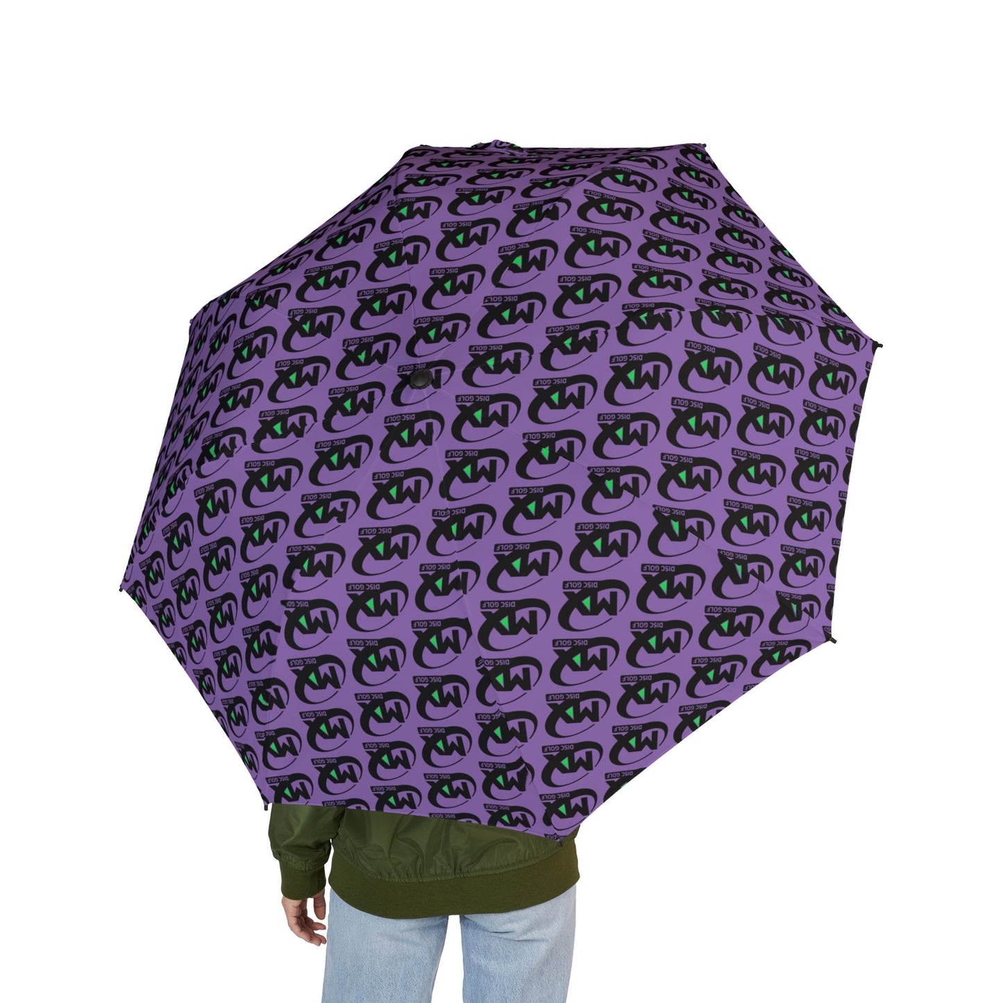 purple Semi-Automatic Foldable Umbrella - mx disc golf logo