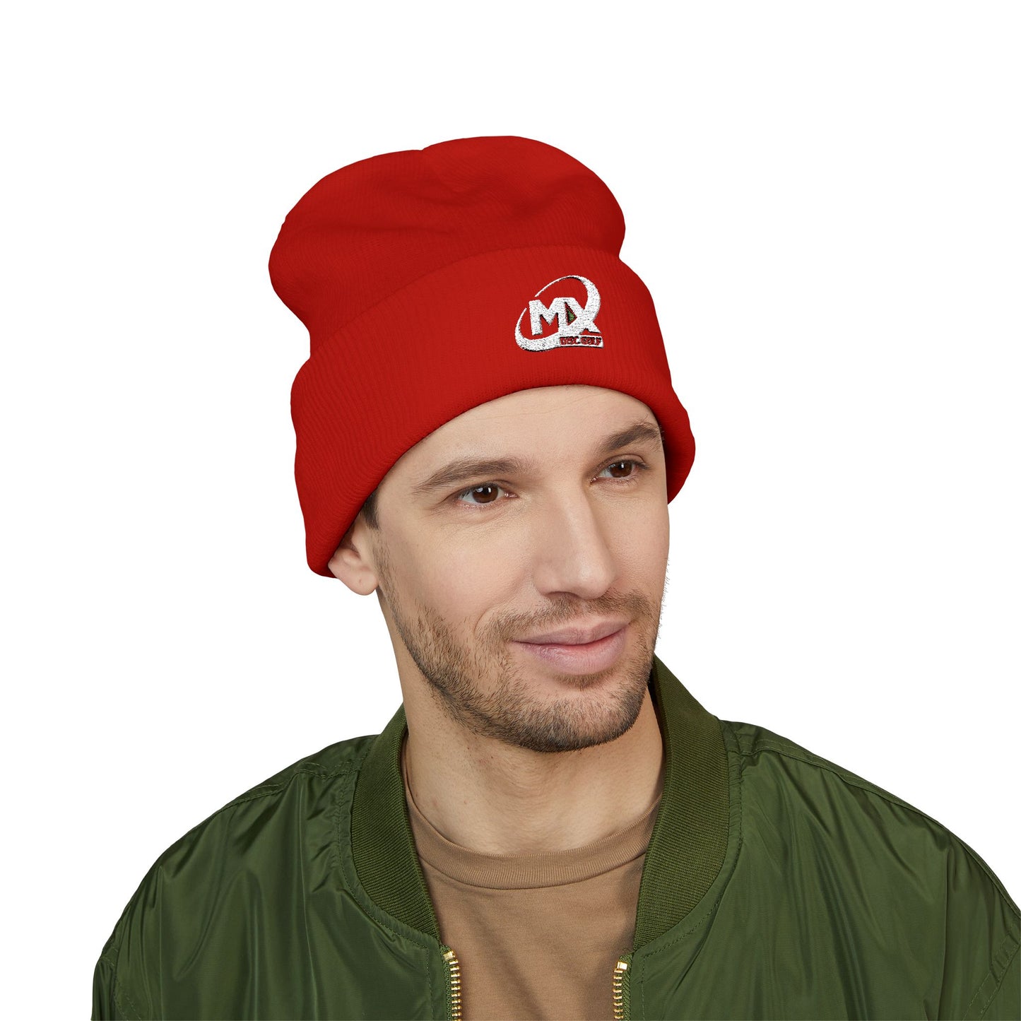 Embroidered Beanie Hat - MX disc golf white logo