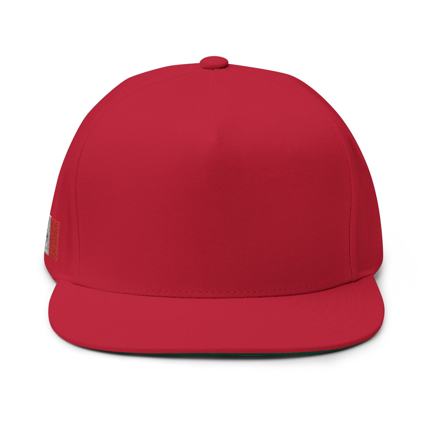 Flat Bill Cap - Embroidered Mexican flag