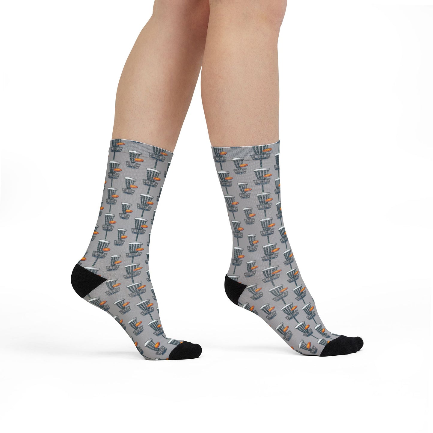 Grey Socks - Disc Golf Basket Design Sublimation