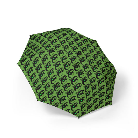 Green Semi-Automatic Foldable Umbrella - mx disc golf logo