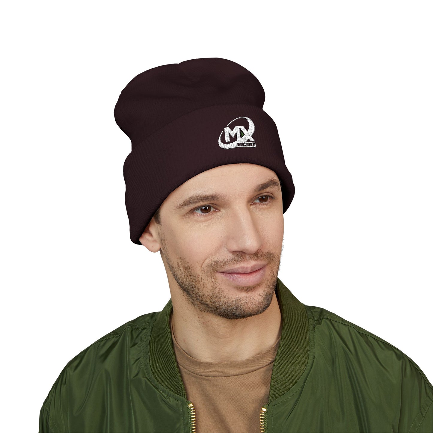 Embroidered Beanie Hat - MX disc golf white logo