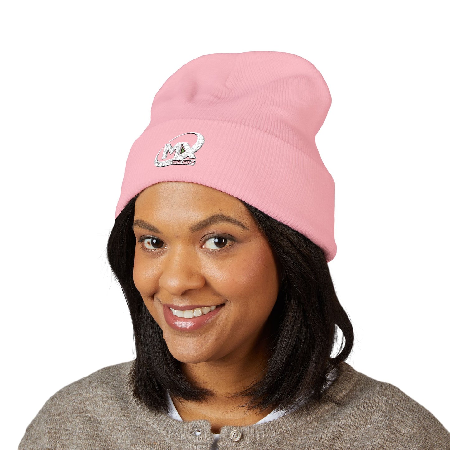 Embroidered Beanie Hat - MX disc golf white logo