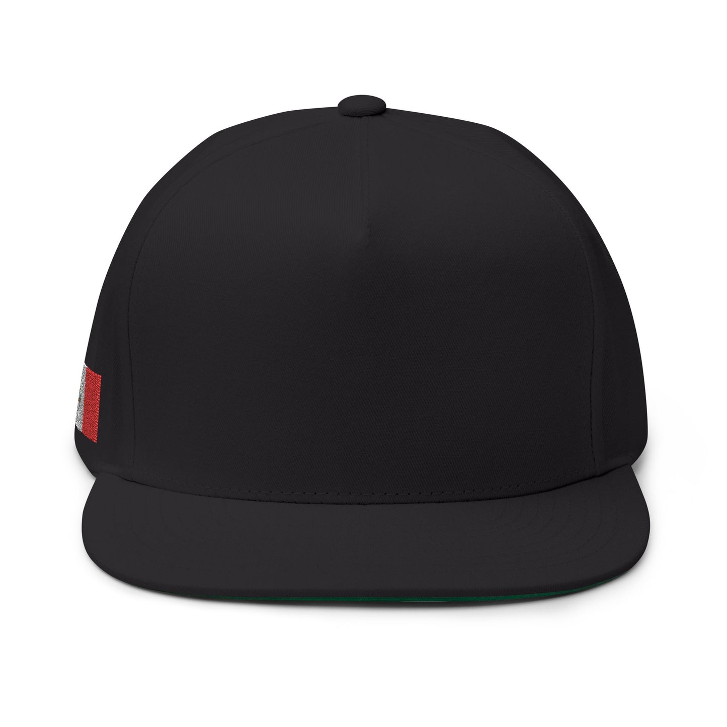 Flat Bill Cap - Embroidered Mexican flag