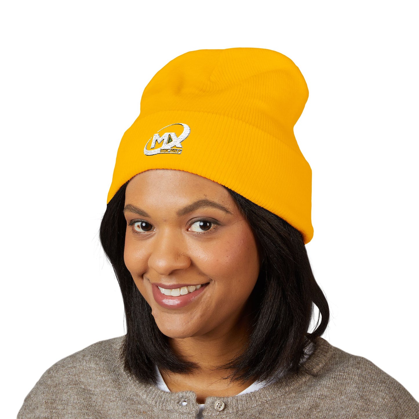 Embroidered Beanie Hat - MX disc golf white logo