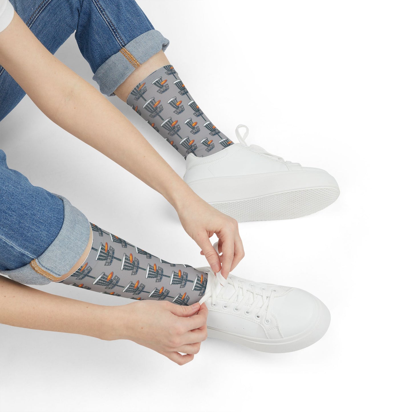 Grey Socks - Disc Golf Basket Design Sublimation