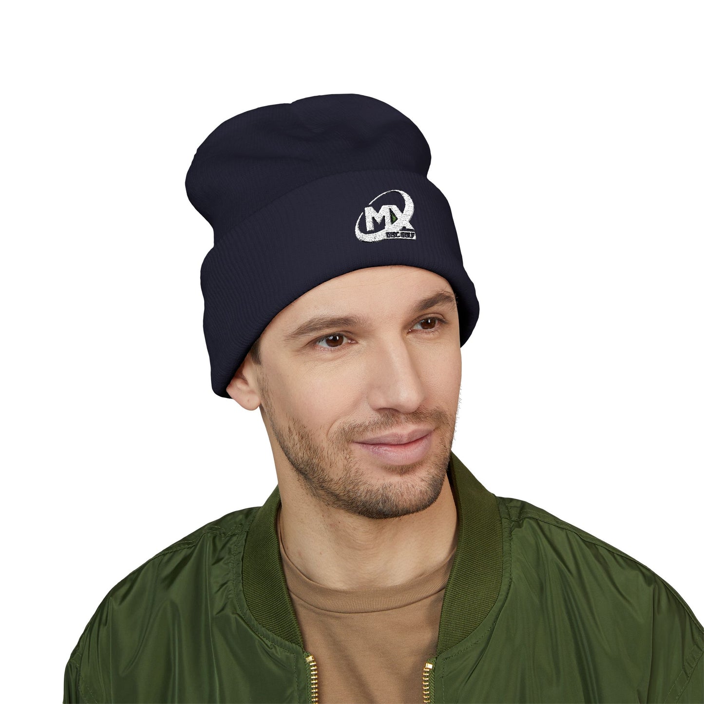 Embroidered Beanie Hat - MX disc golf white logo