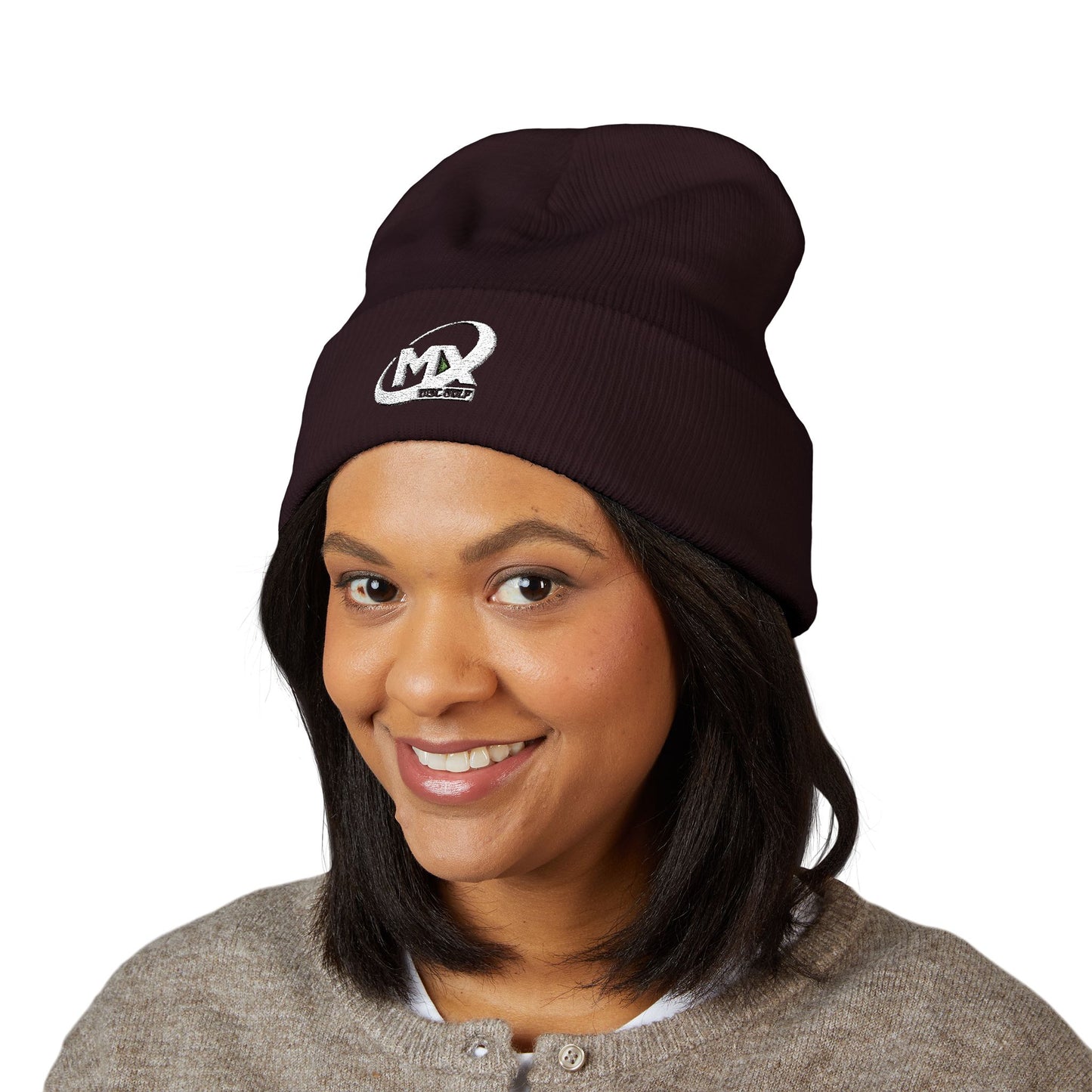 Embroidered Beanie Hat - MX disc golf white logo