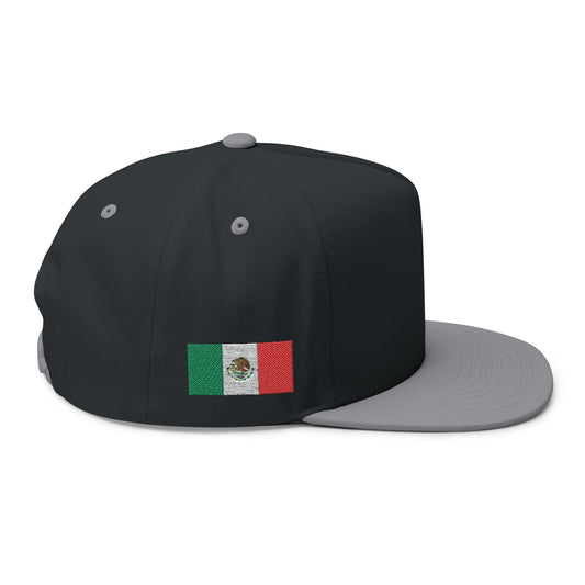 Flat Bill Cap  - Embroidered Mexican flag