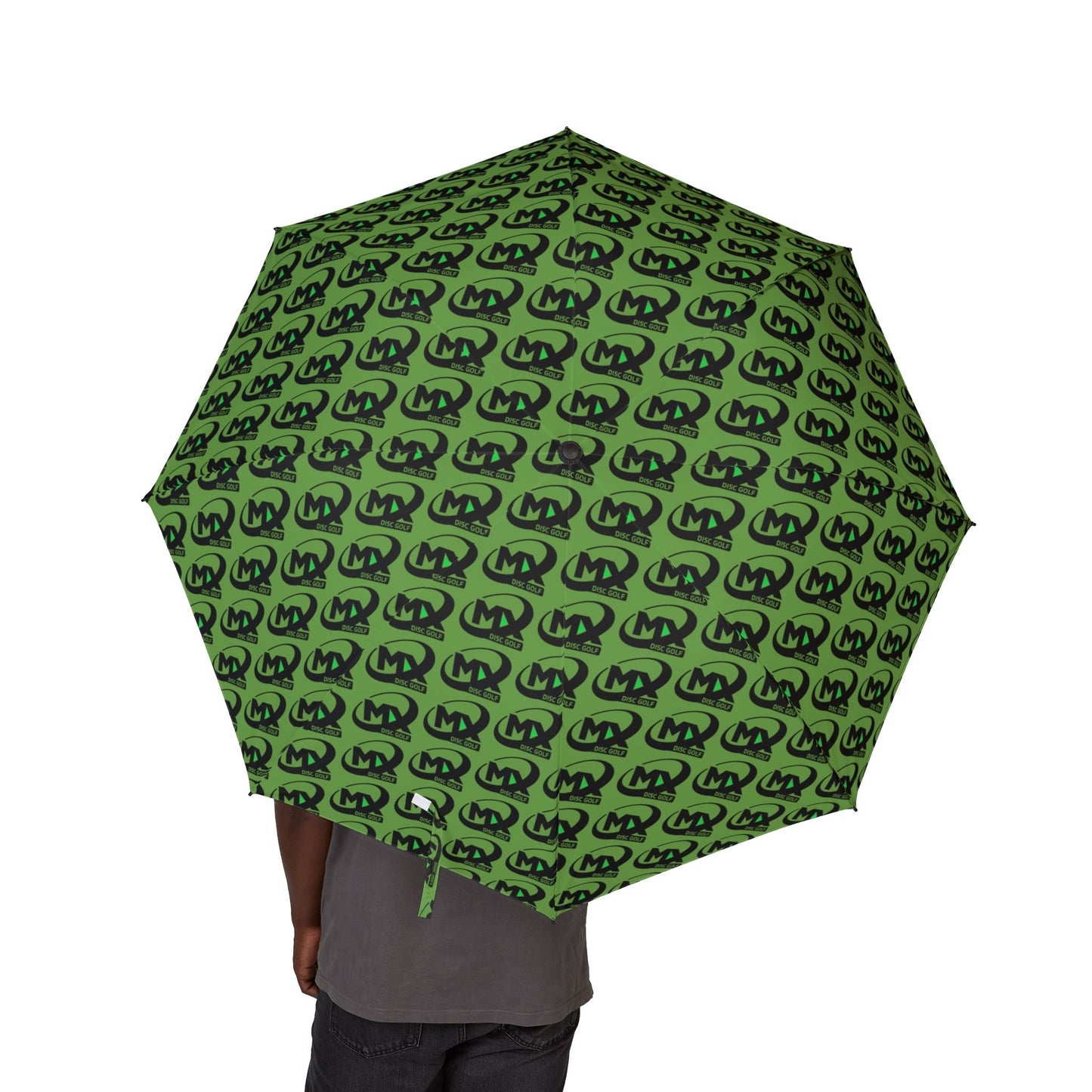 Green Semi-Automatic Foldable Umbrella - mx disc golf logo