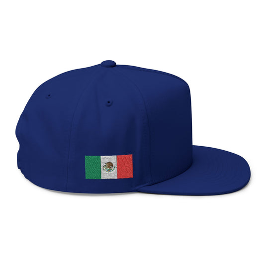 Flat Bill Cap  - Embroidered Mexican flag