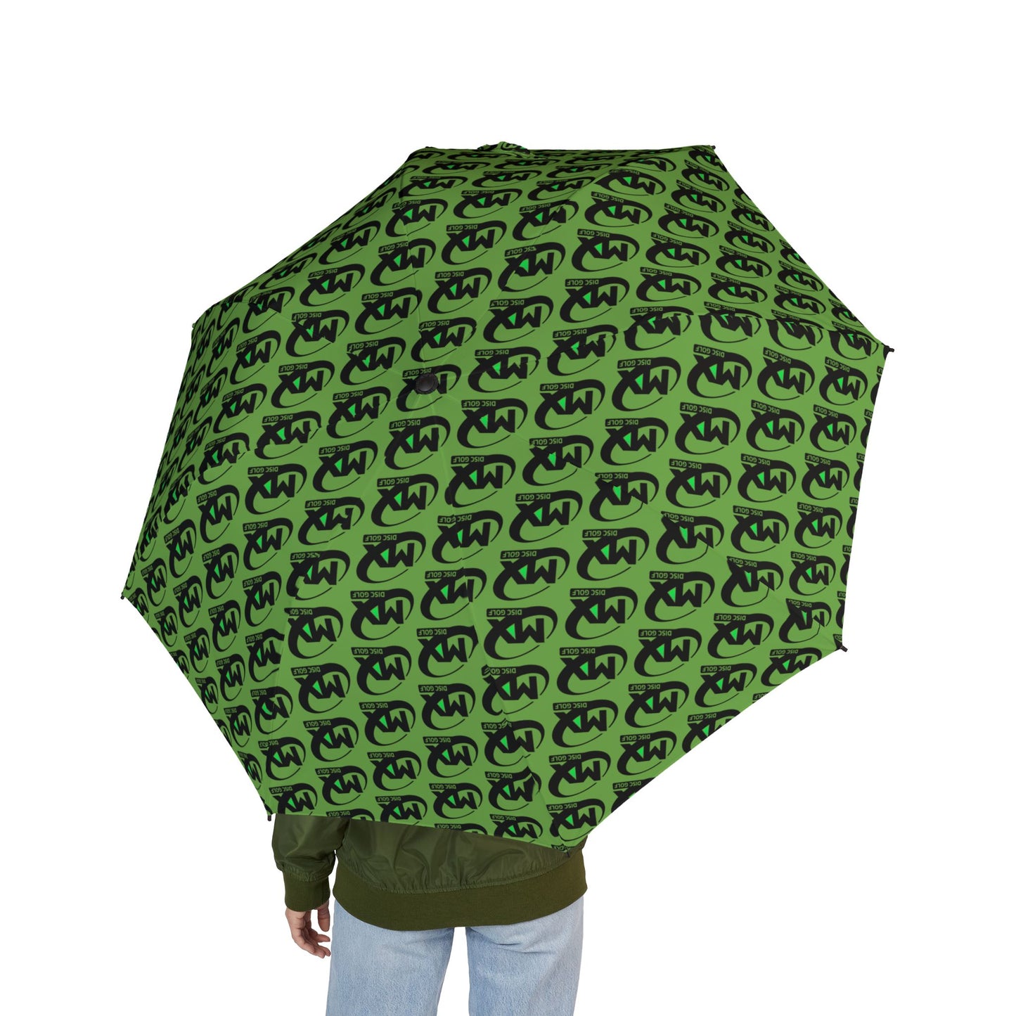 Green Semi-Automatic Foldable Umbrella - mx disc golf logo