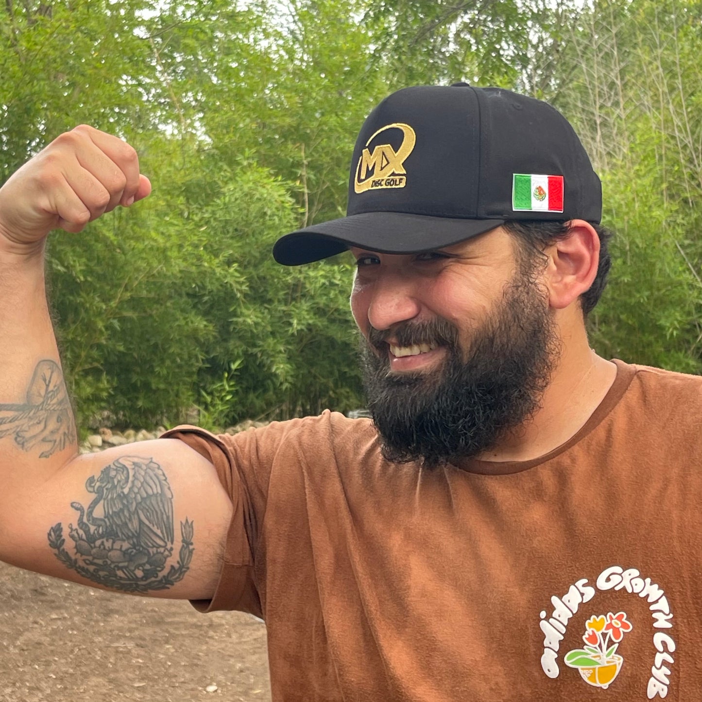 **LIMITED EDITION** BLACK MX HAT WITH GOLD LOGO AND MEXICO FLAG PATCH ON THE SIDE